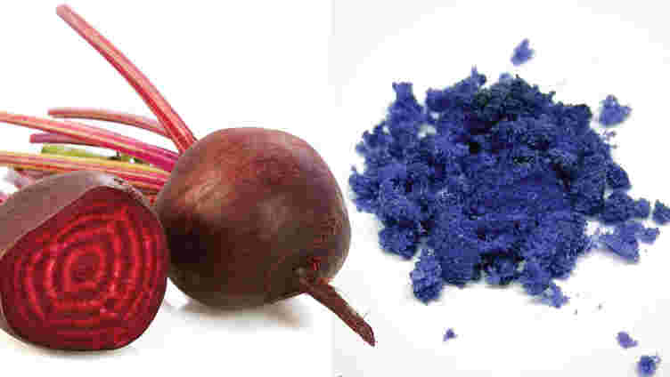 甜菜流血红色，但化学调整可以创造一个蓝色的色调