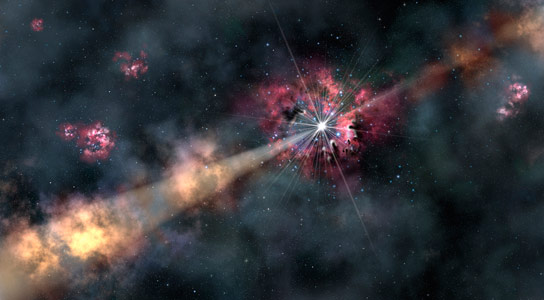 120亿岁的爆炸从黑暗时代照亮了一个星系