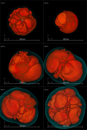 超级计算机模拟显示中子恒星的猛烈诞生