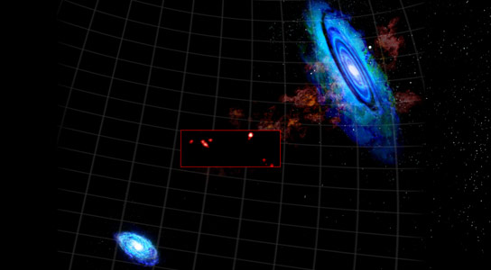 天文学家发现附近星系，仙女座和三角星之间的氢云
