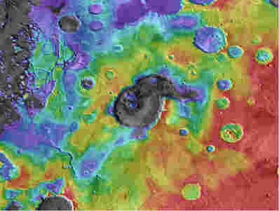 科学家认为火星火山口是一个古老的超级加载遗迹