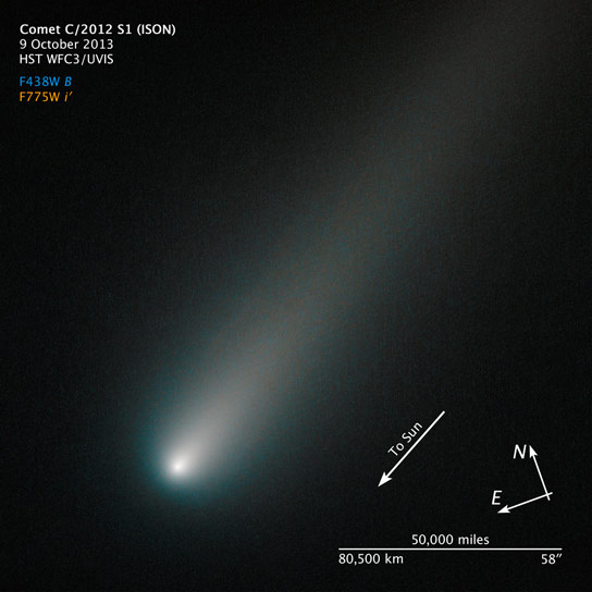哈勃捕获了彗星ISON的新形象