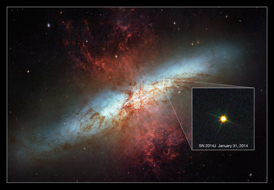哈勃太空望远镜在梅塞尔82中查看新的超新星