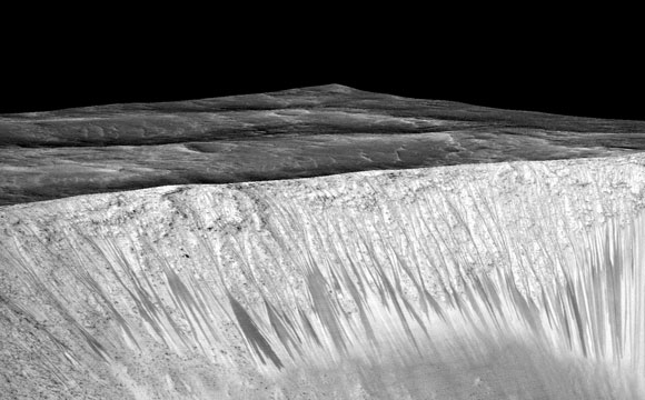 火星侦察轨道特性揭示了火星上的重复水条纹
