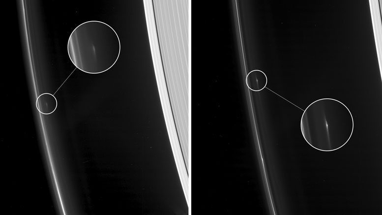 卡西尼号追踪土星F环中的小物体