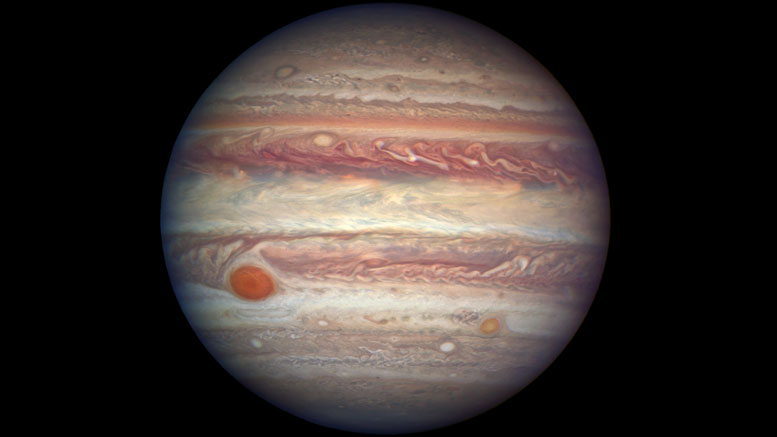 美国宇航局的哈勃望远镜拍摄到木星的特写肖像