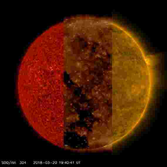 SDO在三个不同的波长中观看我们的太阳