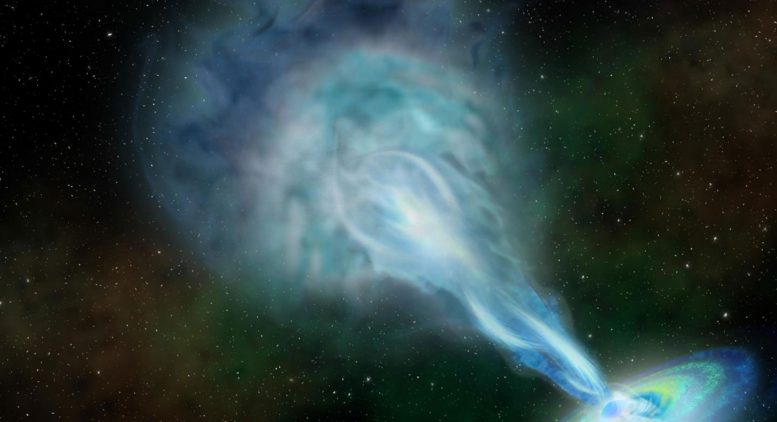 等离子体 - 喷射Quasar在早期的Galaxy形成上闪耀着光线