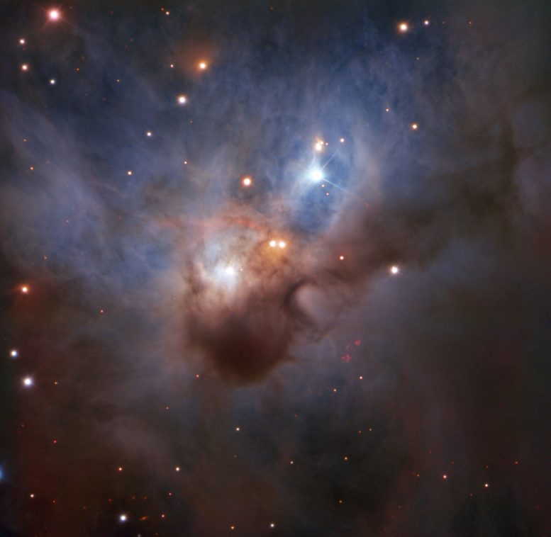 VLT捕捉到隐藏在猎户座星座中的飘渺星云的瞥见
