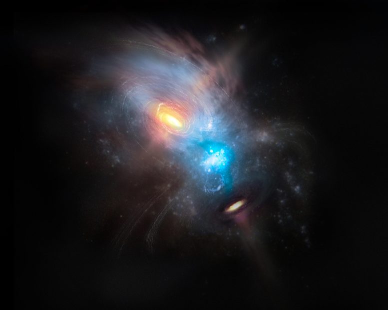 在前所未有的细节中看到的两个超级分类黑洞陷入了星系崩溃