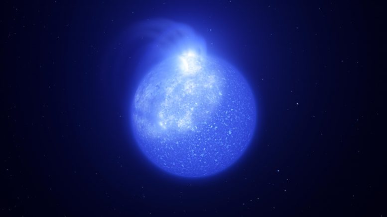 在恒星簇中隐藏的极热恒星的表面上发现了巨型磁斑