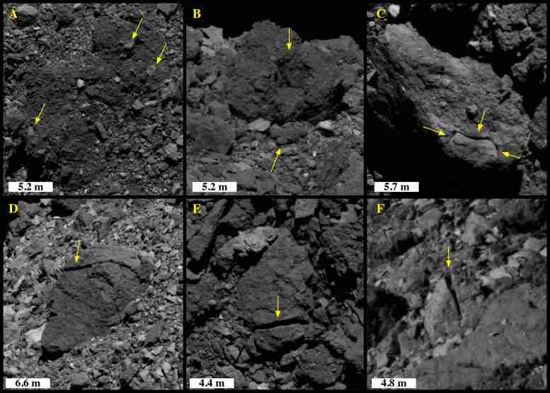 美国宇航局的Osiris-rex宇宙飞船在小行星Bennu上发现了阳光开裂岩石