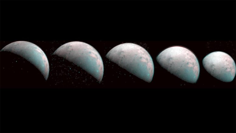 美国宇航局的朱诺航天器拍摄了木星月亮木卫三北极的第一张照片