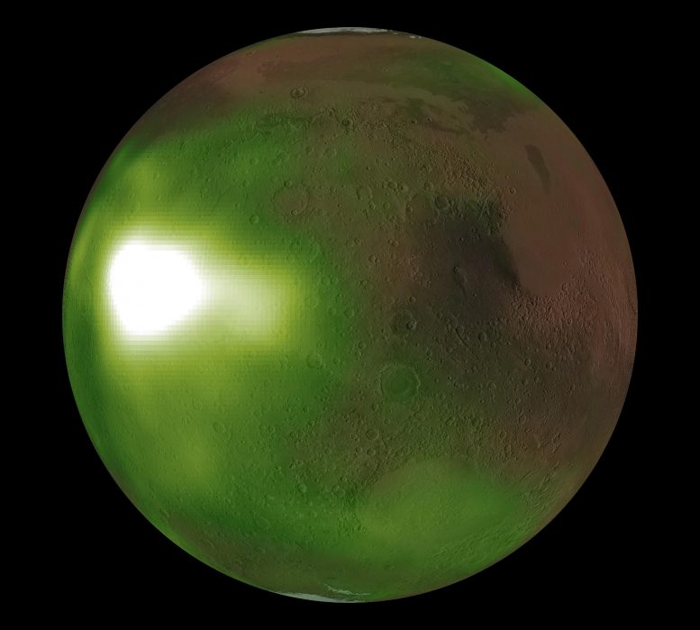 NASA的MAVEN航天器在火星的夜空中观察到奇怪的发光和脉冲