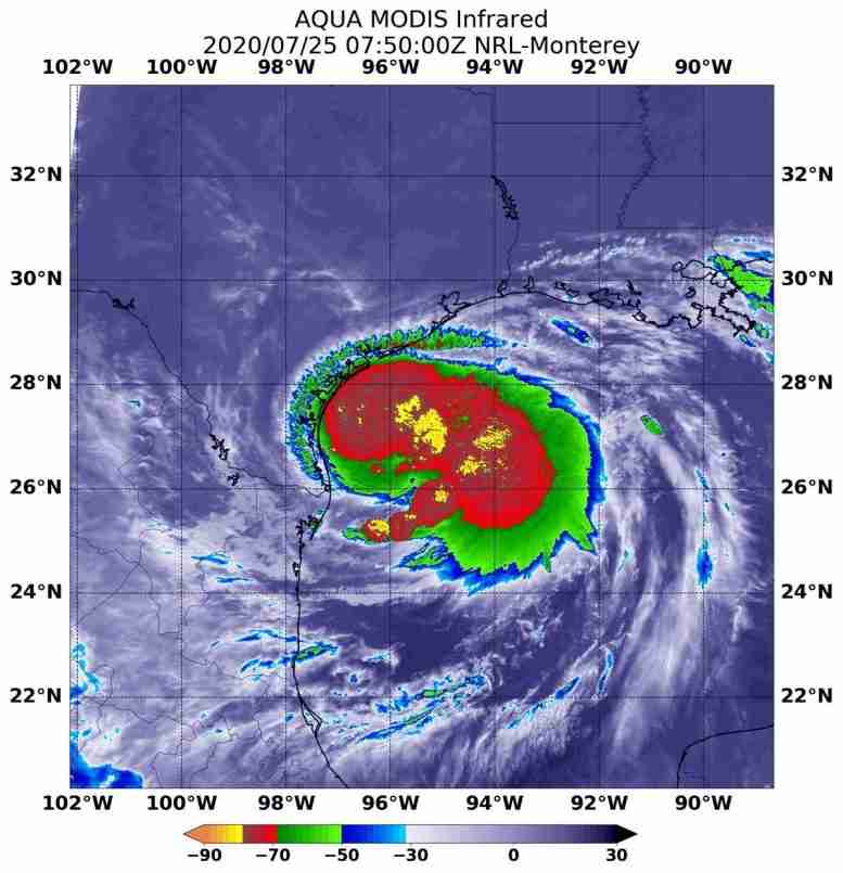美国宇航局认为汉娜加强了2020年的第一个大西洋飓风