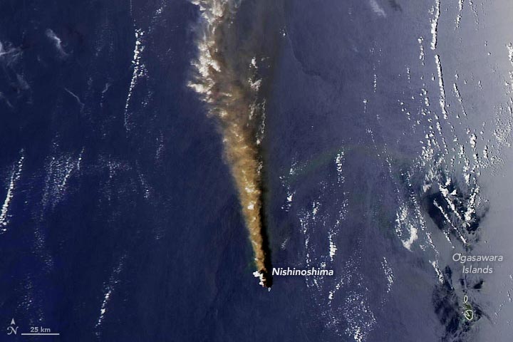 年轻的火山岛西之岛在太平洋中生长时会ches积灰烬和熔岩
