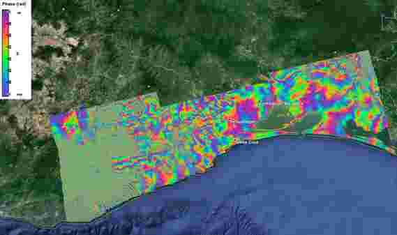 从太空绘制强大的瓦哈卡地震