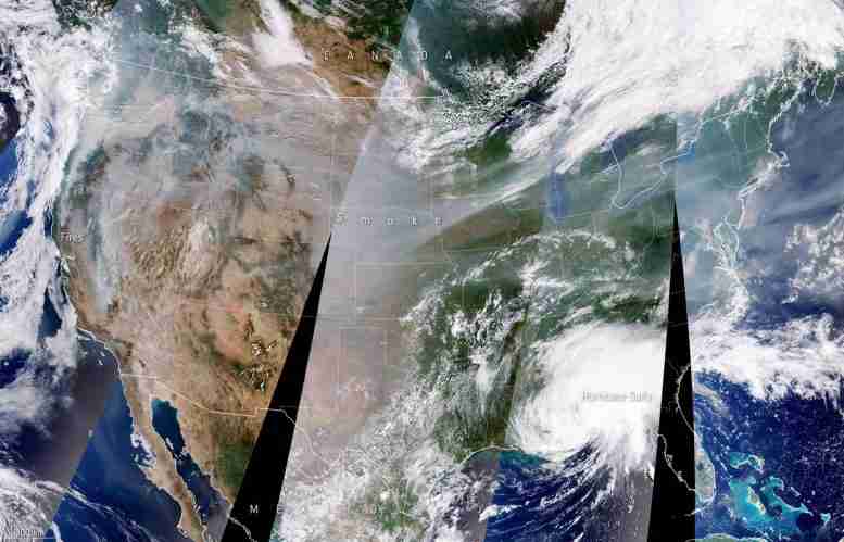 在火灾和飓风之间：当飓风萨利袭击墨西哥湾沿岸时，美国西海岸着火