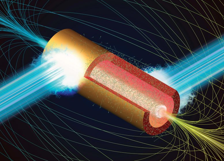使用强激光驱动的微管内爆在地球上生成Megatesla磁场
