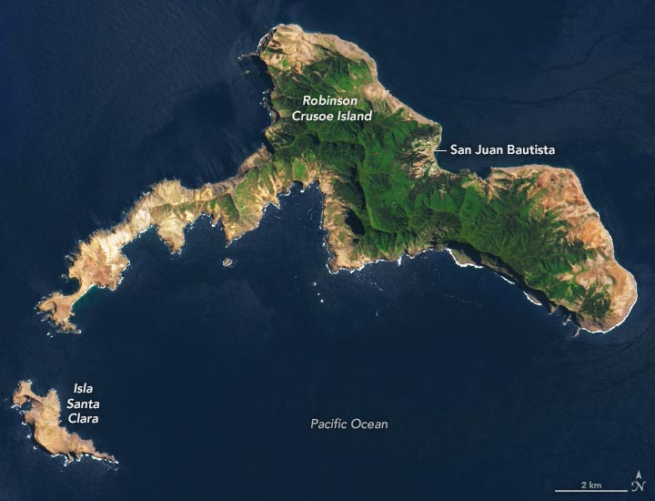 罗宾逊克鲁索岛由Landsat 8卫星捕获