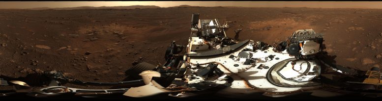NASA火星毅力漫游车拍摄的惊人360度高清全景着陆点