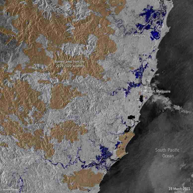 记录澳大利亚从太空绘制的洪水